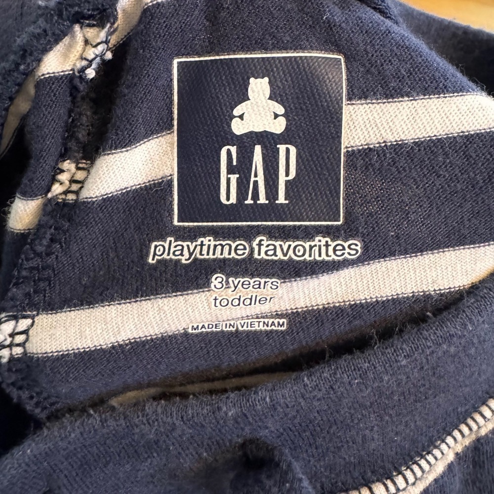 Gap Toddler Boys Navy Blue White Striped Jogger Pants 3T Playtime Favorites - Picture 3 of 6